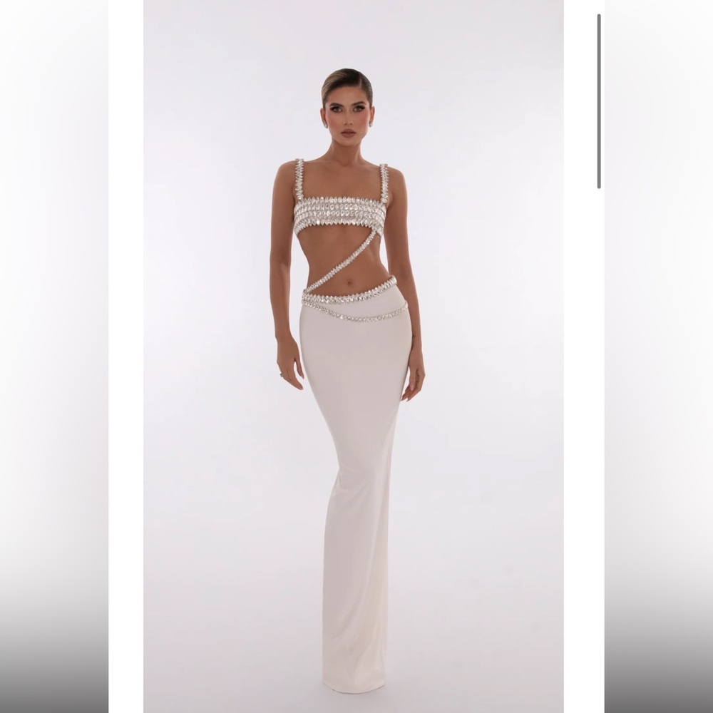 Albina Dyla Beaded Crop Top And Skirt